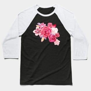 Still Life: Pink Roses Flower Creative Watercolor Drawing ps materialRed flowers petaled Baseball T-Shirt